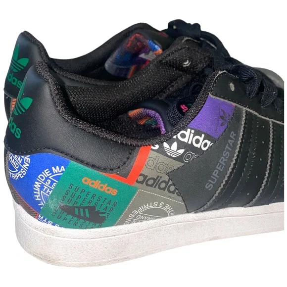 Adidas Originals Men's Superstar Low Top Logo Patchwork Sneakers Size 8